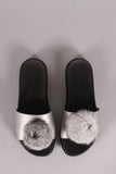 Bamboo Fur Pom Pom Jelly Slide Sandal