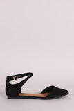 Bamboo Nubuck Crisscross Ankle Strap Pointy Toe Flat