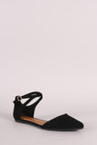 Bamboo Nubuck Crisscross Ankle Strap Pointy Toe Flat