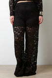 Floral Lace High Waist Wide Leg Pants