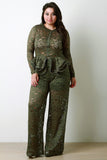 Floral Lace High Waist Wide Leg Pants