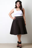 Contrast Piping Scuba Knit A-Line Skirt