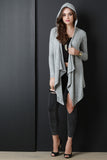 Hooded Draped Long Sleeve Cardigan