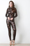 Semi-Sheer Sequined Vine Jumpsuit