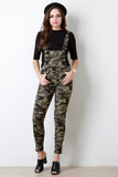 Military Camo Button-Up Pocketed Overalls