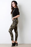 Military Camo Button-Up Pocketed Overalls