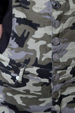 Military Camo Button-Up Pocketed Overalls