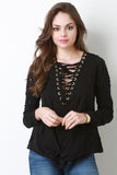 Corset Lace Up Distress Top