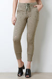 Distress Lace Up Jogger Sweats Pants