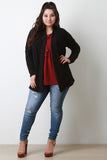 Collarless Open Front Cardigan