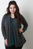 Collarless Open Front Cardigan