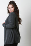 Collarless Open Front Cardigan