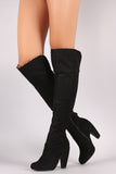 Bamboo Zebra Fur Cuff Heeled Suede Boots