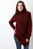 Bias Cut Turtle Neck Chunky Knit Sweater