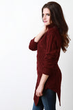 Bias Cut Turtle Neck Chunky Knit Sweater