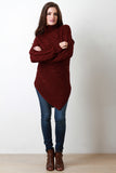 Bias Cut Turtle Neck Chunky Knit Sweater