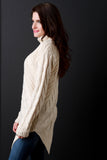 Bias Cut Turtle Neck Chunky Knit Sweater