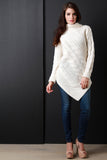 Bias Cut Turtle Neck Chunky Knit Sweater