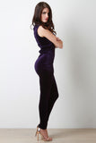 Mock Neck Sleeveless Velvet Jumpsuit