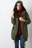 Hooded Drawstring Hem Utility Jacket