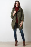 Hooded Drawstring Hem Utility Jacket