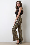 Metallic Ruffle Pant Jumpsuit