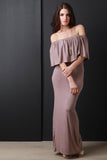 Simple Ruffle Off The Shoulder Maxi Dress