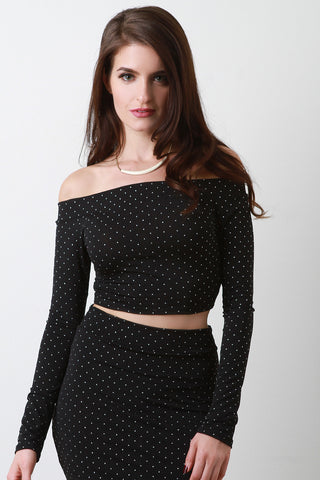 Dotted Off The Shoulder Crop Top