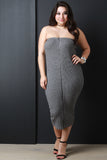 Zipper Front Ribbed Knit Tube Dress