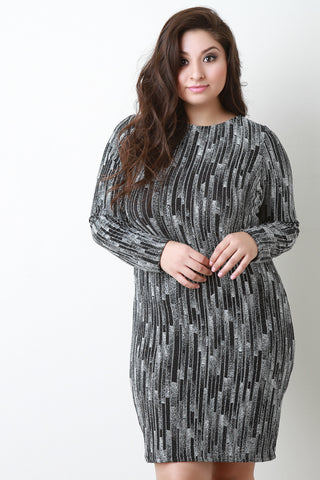 Glittering Open Cross Back Long Sleeve Dress