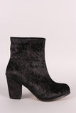 Crushed Velvet Chunky Heeled Ankle Boots