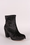 Crushed Velvet Chunky Heeled Ankle Boots