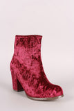 Crushed Velvet Chunky Heeled Ankle Boots