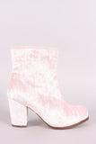 Crushed Velvet Chunky Heeled Ankle Boots