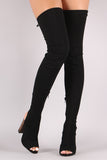 Liliana Stretched Jersey Chunky Heel Over-The-Knee Boots