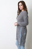 Asymmetrical Shredded Rib Knit Sweater