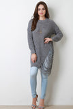 Asymmetrical Shredded Rib Knit Sweater