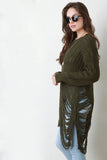 Asymmetrical Shredded Rib Knit Sweater