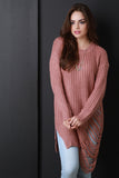 Asymmetrical Shredded Rib Knit Sweater