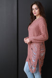 Asymmetrical Shredded Rib Knit Sweater