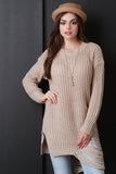 Asymmetrical Shredded Rib Knit Sweater