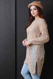 Asymmetrical Shredded Rib Knit Sweater