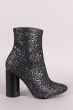 Encrusted Glitter Stars Print Mirror Round Heeled Ankle Boots