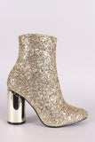 Encrusted Glitter Stars Print Mirror Round Heeled Ankle Boots