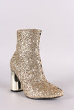 Encrusted Glitter Stars Print Mirror Round Heeled Ankle Boots