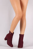 Shoe Republic LA Suede Elastic Gore Chunky Heeled Ankle Boots