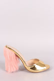 Shoe Republic LA Metallic Fur Accent Heel