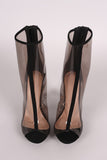 Shoe Republic LA Nubuck Trim Chunky Lucite Heeled Boots