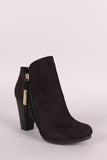 Breckelle Suede Zip Up Chunky Heeled Booties