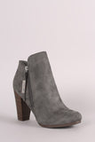 Breckelle Suede Zip Up Chunky Heeled Booties